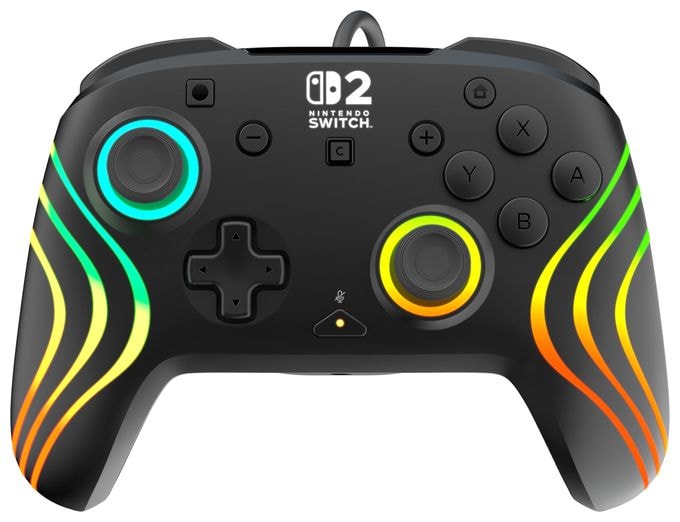 Gamepad für Nintendo Switch, Nintendo Switch 2, Nintendo Switch OLED  Afterglow Wave Wired Controller (Schwarz) 