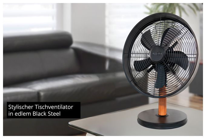 Ventilator Tisch neigbar  Black Steel (Schwarz, Holz) 