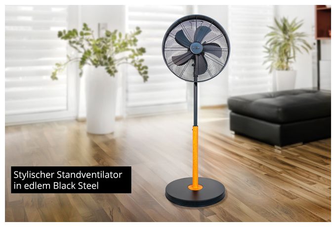 Ventilator Stand neigbar  Black Steel (Schwarz, Holz) 