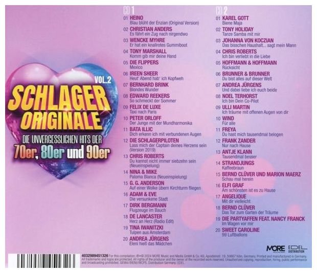 VARIOUS - Schlager Originale- Unvergessliche Hits Vol.2 