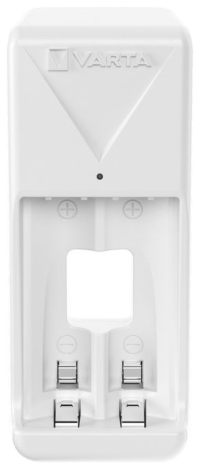 Akku Ladegerät, inkl. 2X AA 2100mAh, Batterieladegerät für wiederaufladbare Batterien, lädt 2 AA/AAA gleichzeitig, Mini Charger, weiß 