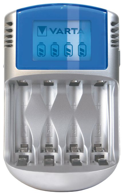 Akku Ladegerät, inkl. 4X AA 2600mAh, Batterieladegerät für wiederaufladbare AA/AAA, LCD Charger, mit USB Kabel & 12V Adapter 