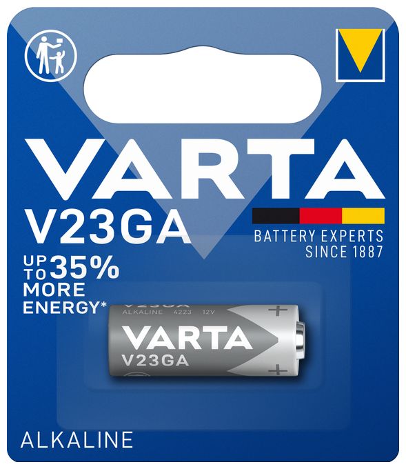 Batterien V23GA, 1 Stück, Alkaline Special, 12V, für Fernbedienungen, Alarmanlagen, Garagentoröffner, Kameras, kompakt mit langanhaltender & hoher Leistung 