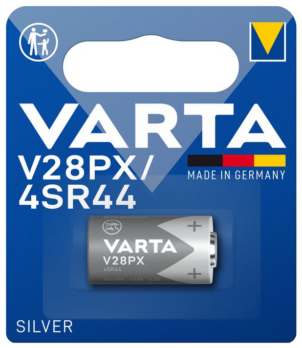 Batterien V28PX/4SR44, 1 Stück, 6,2V, Spezialbatterien für elektronische Kleingeräte - Uhren, Taschenrechner, Made in Germany 