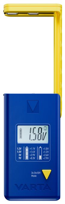 Batterietester LCD Digital für Batterien, Akkus und Knopfzellen, Testgerät für alle wichtigen Batteriegrößen (AA, AAA, C, D, 9V) inkl. 2x V13GA (LR44) 