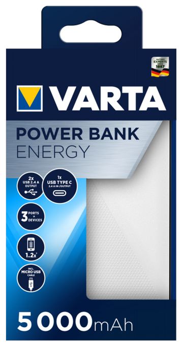 5000 mAh Powerbank USB Typ-C  Energy (Schwarz, Weiß) 