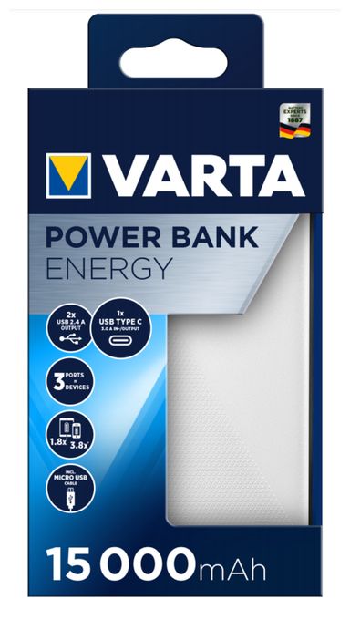 15000 mAh Powerbank USB Typ-C  Energy (Schwarz, Weiß) 