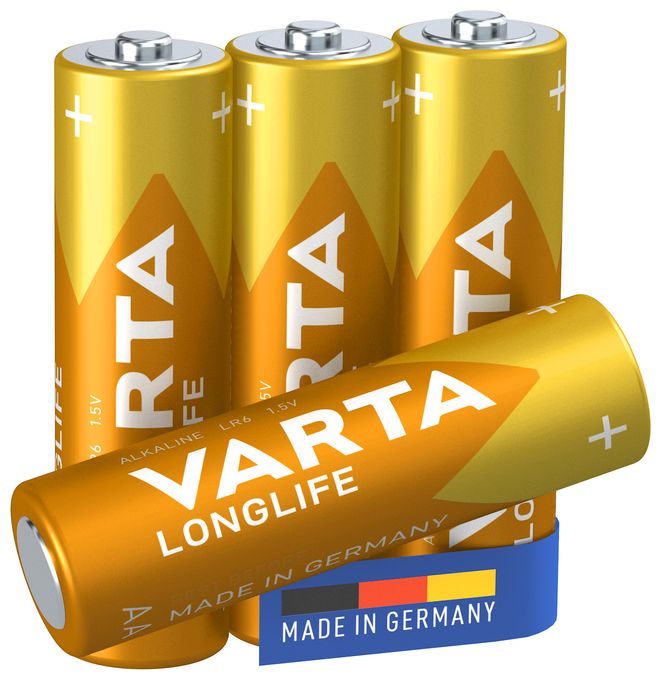 AA Alkali 1,5 V 4 Stück  Longlife Batterie (Gold/Gelb) 