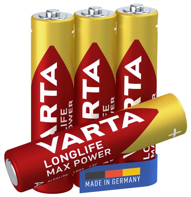AAA Alkali 1,5 V 4 Stück  Longlife Max Power Batterie (Gold/Rot) 