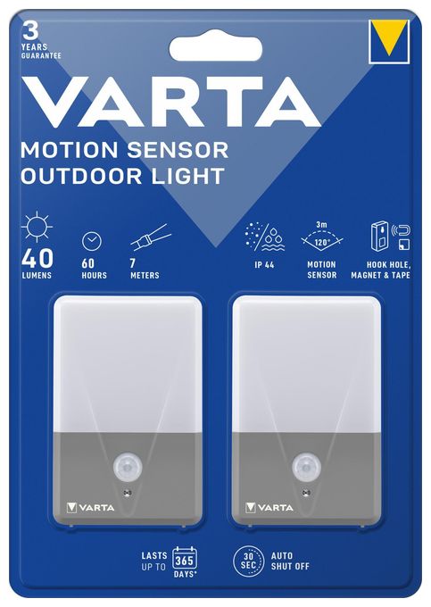 LED Wandbeleuchtung für den Außenbereich Warmweiß Batterie/Akku Motion Sensor Outdoor Light Twin Pack 