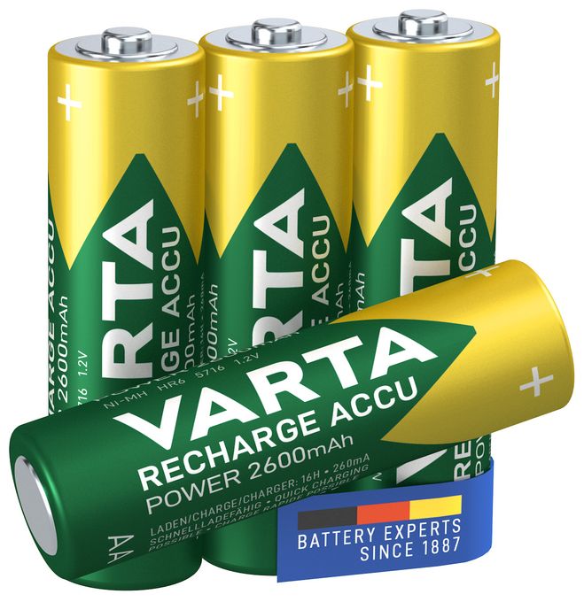 Recharge Accu Power AA 2600 mAh 4er-Pack (vorgeladener NiMH-Akku, Micro, wiederaufladbarer Akku, gebrauchsfertig) 