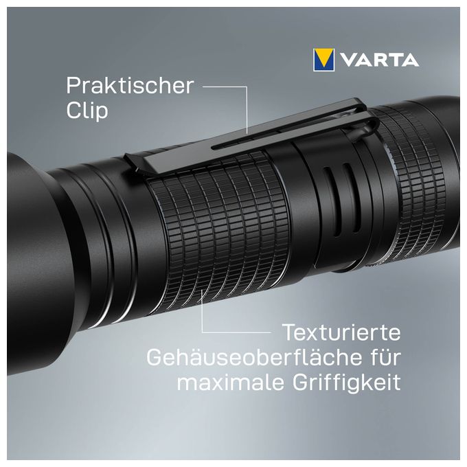 Taschenlampe LED inkl. 3x AA Batterien, Aluminium Light F30 Pro Leuchte, Lampe mit drei Leuchtmodi, Taschenleuchte mit Aluminiumgehäuse, texturiertem Griff, stoßfest 