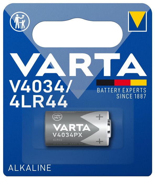 Batterien V4034/4LR44, 1 Stück, Alkaline Special, 6V, für Uhren, Taschenrechner, Kameras, kompakt mit langanhaltender & hoher Leistung 