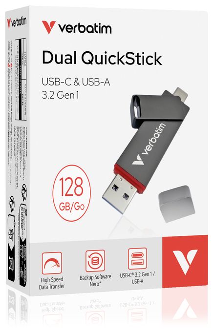 USB Type-A / USB Type-C Stick 128 GB  Dual QuickStick (Grau) 