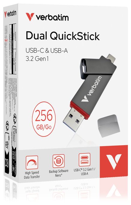 USB Type-A / USB Type-C Stick 256 GB  Dual QuickStick (Grau) 