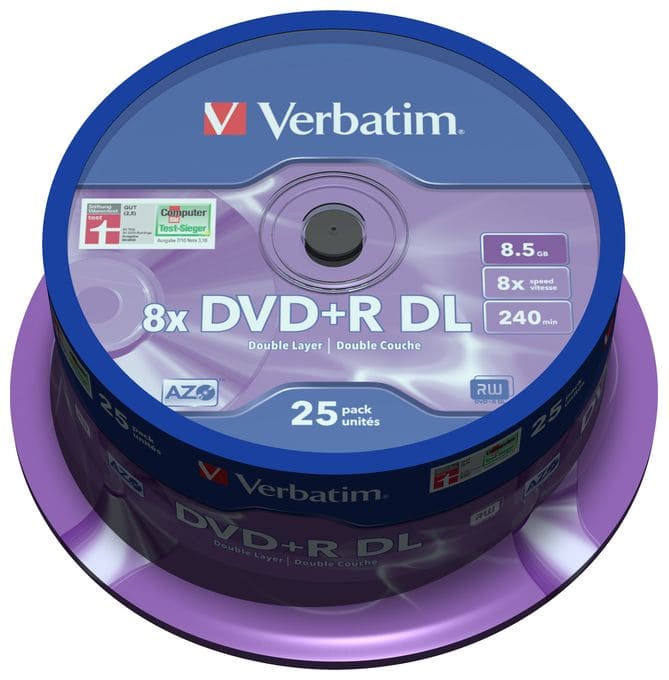 DVD+R Double Layer 8x Matt Silver 25pk Spindle 