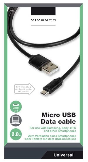 Stecker USB A auf Micro-USB B 2 m  2836292 (Schwarz) 