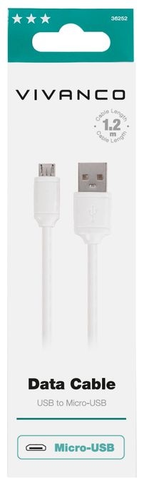 Stecker Micro-USB B auf USB A 1,2 m  36252 (Weiß) 