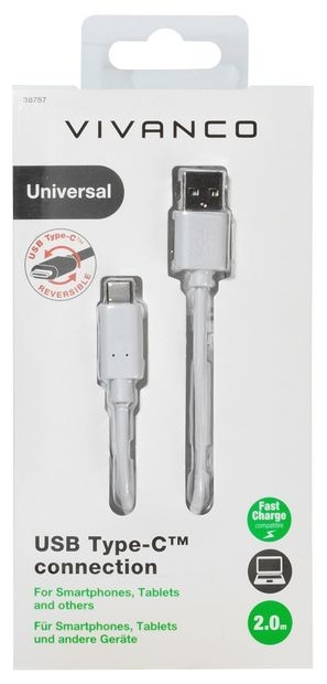 0,48 Gbit/s Stecker USB C auf USB A 2 m  38757 (Weiß) 