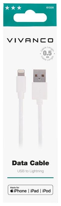 Stecker Lightning auf USB A 0,5 m  61326 (Weiß) 