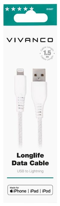 Stecker Lightning auf USB A 1,5 m  61687 (Weiß) 