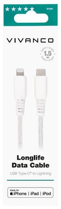 Stecker Lightning auf USB C 1,5 m  61691 (Weiß) 