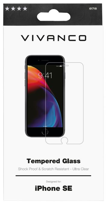 Klare Bildschirmschutzfolie gehärtetes Glas für  Apple iPhone SE 2020 Kratzresistent, Schockresistent 61718 
