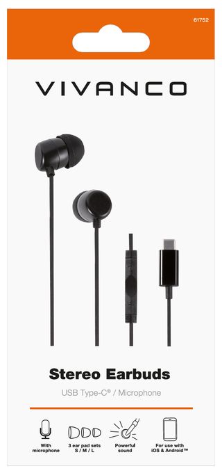 In-Ear Kopfhörer Kabelgebunden USB Typ-C  61752 WEVVSP10USBC-BK (Schwarz) 