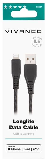 Stecker Lightning auf USB A 0,5 m  62224 (Schwarz) 