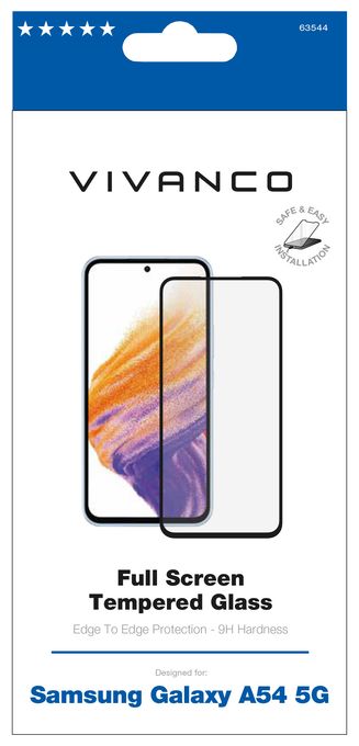 Klare Bildschirmschutzfolie gehärtetes Glas 9H für  Samsung Galaxy A54 5G Stoßfest, Schmutzabweisend, Kratzresistent, Splitterfrei 63544 