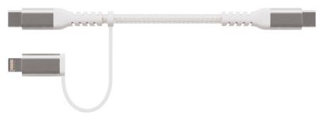 Stecker Rundkabel USB C auf USB C/Lightning bis 100 W 1,2 m  64216 (Weiß) 