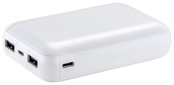 10000 mAh Powerbank Micro-USB + USB Type-C  Fast Charge (Weiß) 