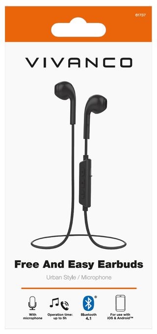In-Ear Bluetooth Kopfhörer kabellos 5 h Laufzeit  Free And Easy (Schwarz) 