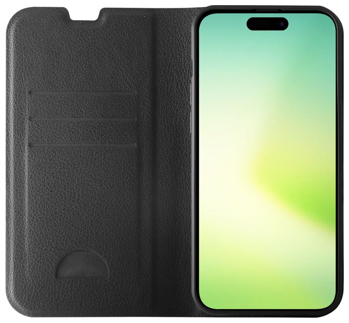 Geldbörsenhülle für Apple iPhone 15 Plus  Premium Wallet (Schwarz) 