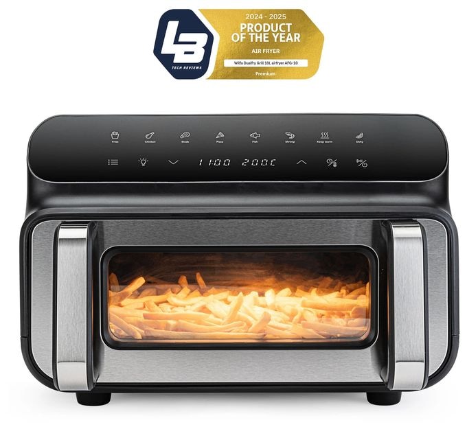 Doppel Heißluftfritteuse 10 l 2000 W  AFG-10 Dualfry Grill (Schwarz) 