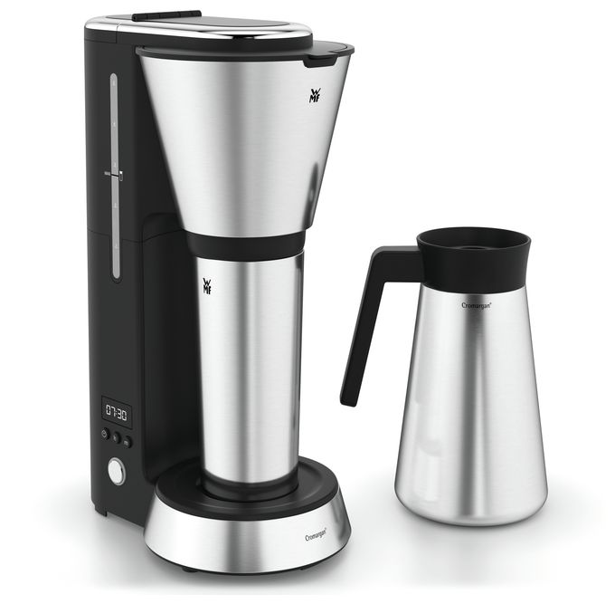 5 Tassen Filterkaffeemaschine 0,6 l  KÜCHENminis Aroma Thermo to go (Schwarz, Chrom) 