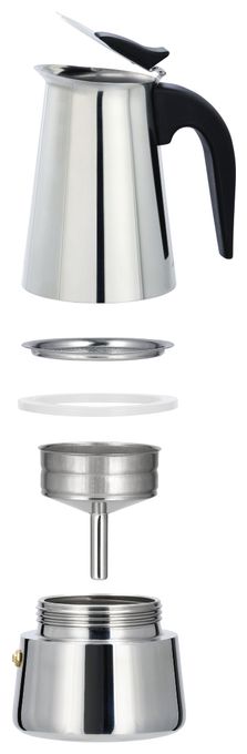 6 Tassen Filterkaffeemaschine  111230 Espressokocher für (Schwarz, Silber) 