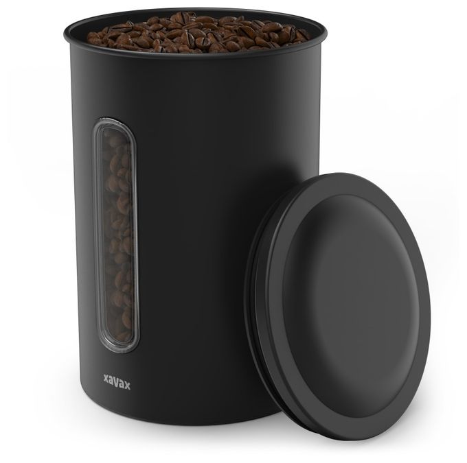 Behälter andere Stahl  111262 Kaffeedose für 1,3kg Bohnen oder1,5 kg Pulver luftdicht (Schwarz) 