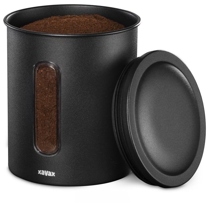 Behälter andere Stahl  111275 Kaffeedose für 500g Bohnen oder 700g Pulver luftdicht (Schwarz) 