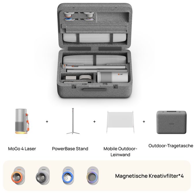 1080p (1920x1080) DLP Laser 550 ISO-Lumen  MoGo 4 Laser Outdoor Set (Silber) 