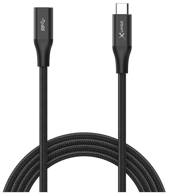 10 Gbit/s Stecker USB C auf USB C Buchse bis 100 W 1,5 m  219851 (Schwarz) 