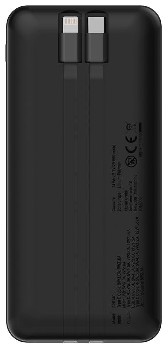 20000 mAh Powerbank Mikro-USB  220140 (Schwarz) 