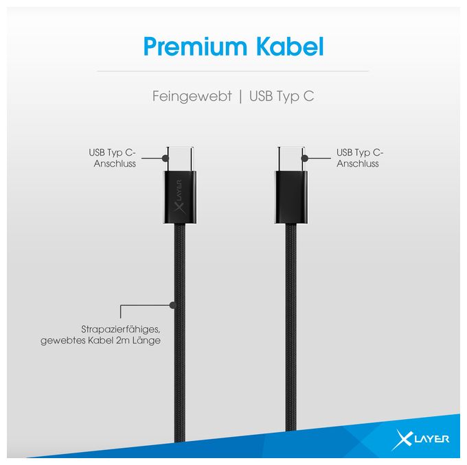 480 Gbit/s Stecker USB C auf USB C bis 60 W 2 m  220310 (Schwarz) 