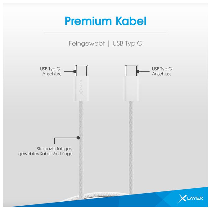 480 Gbit/s Stecker USB C auf USB C bis 60 W 2 m  220311 (Weiß) 