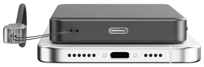 1000 mAh Powerbank USB Typ-C Kabelloses Laden  MagFix Pro (Schwarz) 