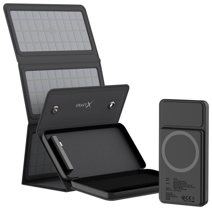 10000 mAh Powerbank USB Typ-C Kabelloses Laden  Solid (Schwarz) 