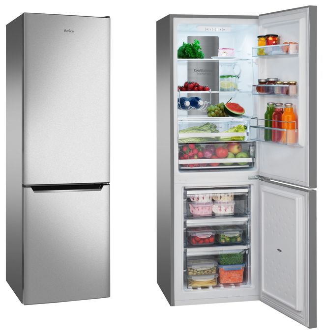161 l / 70 l Kühl-Gefrierkombi freistehend NoFrost 112 kWh Jahr  KGCN387148E (Edelstahl) 