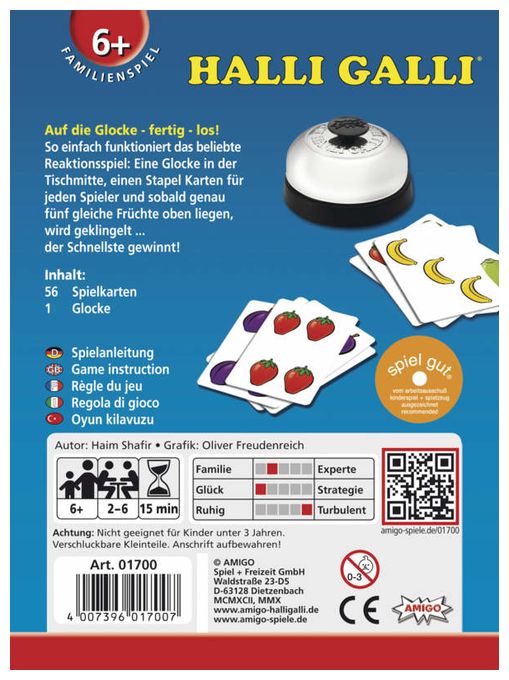 Kartenspiel bis zu 6 Spielern ab 6 Jahr(e) 01700 Halli Galli 