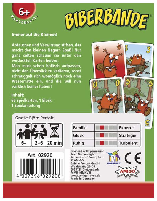 Kartenspiel bis zu 6 Spielern ab 6 Jahr(e) 02920 Biberbande 