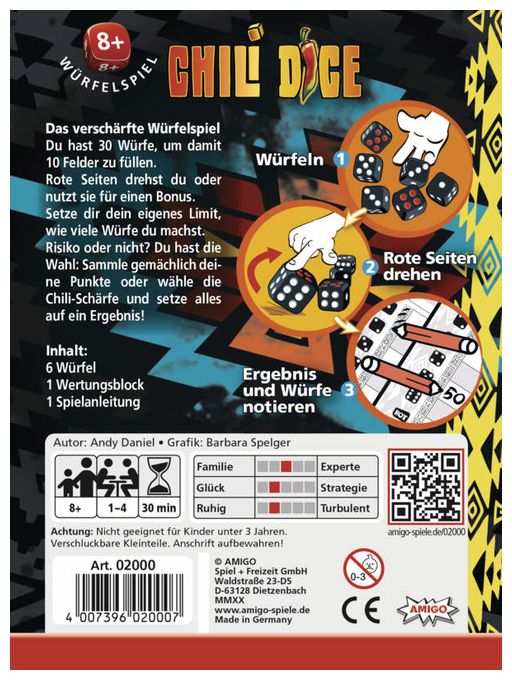 Brettspiel bis zu 4 Spielern ab 8 Jahr(e) 2000 Chili Dice 